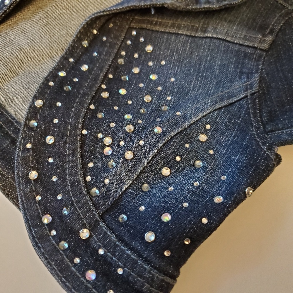 Justice Rhinestone Denim Vest - Picture 5 of 6